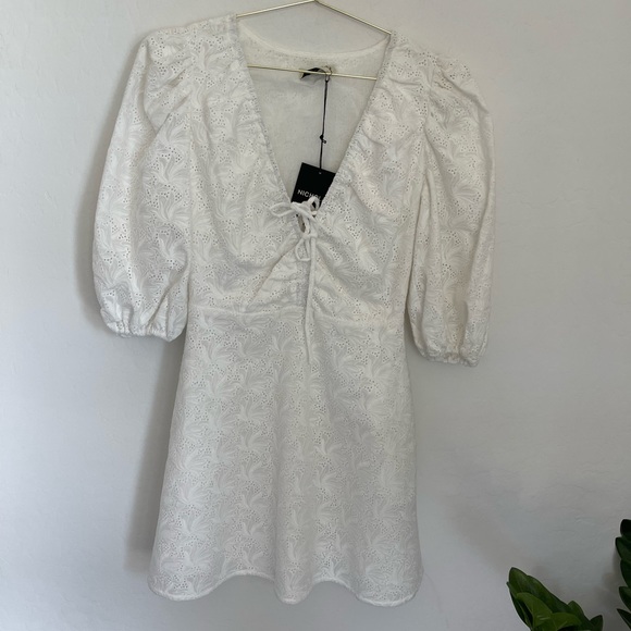 NICHOLAS Danni Bow-detail Broderie Anglaise Feathering Eyelet Dress Sz 4 NWT - Picture 9 of 9